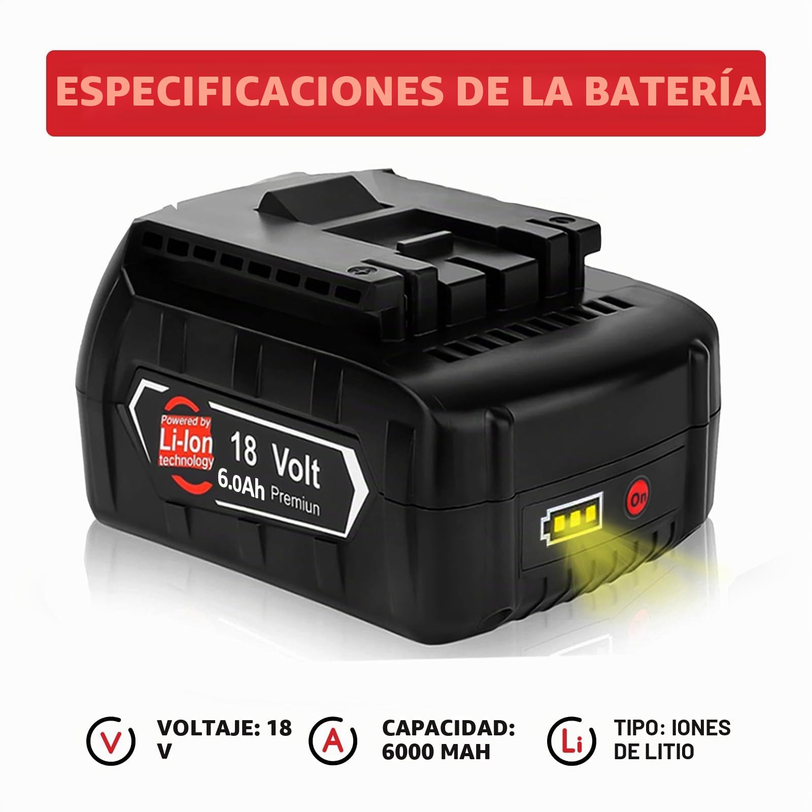 2 baterías de Repuesto de 18V 6000mAh para baterías de 18 V BAT618 BAT618G BAT609 BAT609G BAT619 BAT619G BAT610G BAT610 BAT612 BAT622 de 18 V