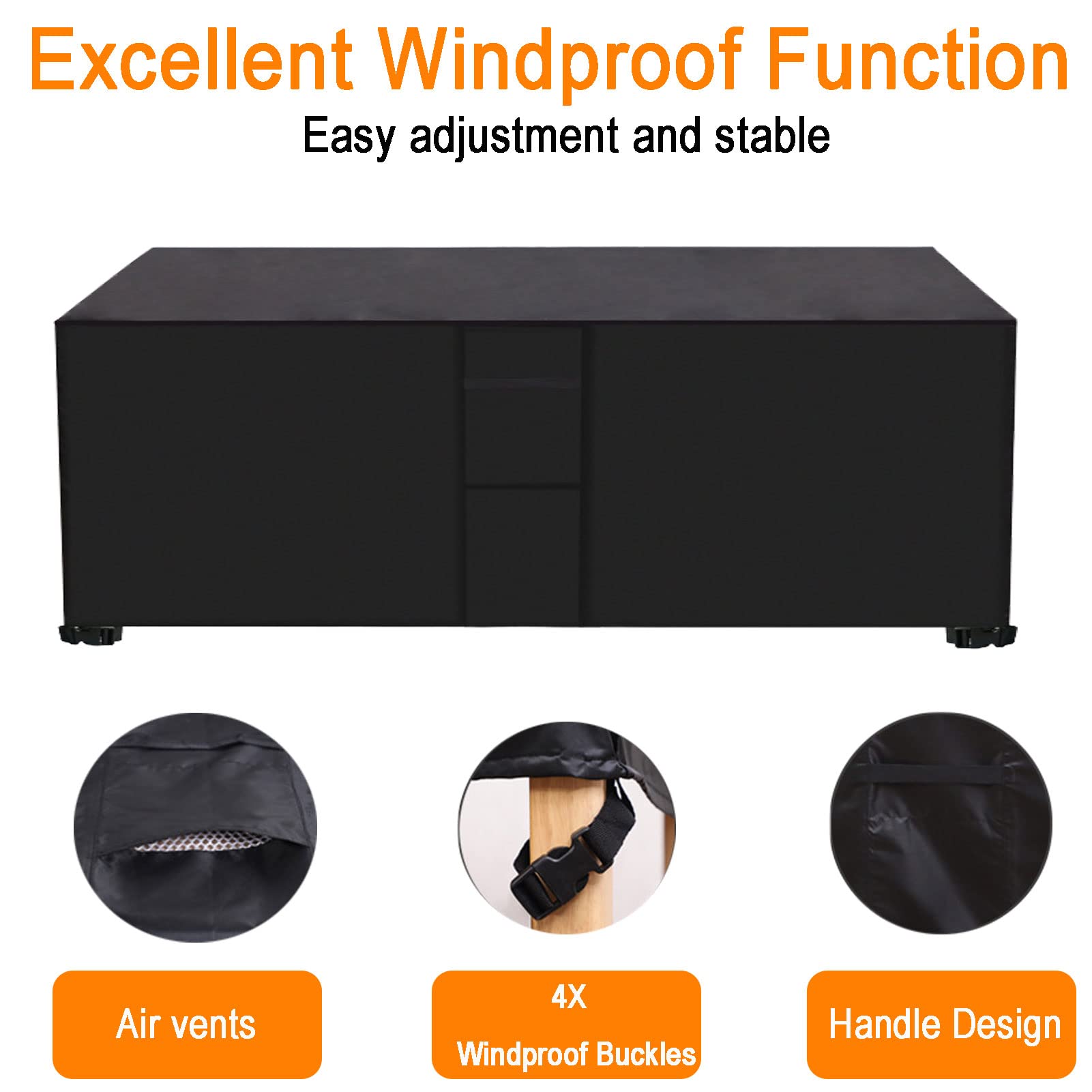 Funda impermeable de 50 x 50 x 29 pulgadas, 420D OxOutdoor con rejillas de ventilación y asas para proteger el patio