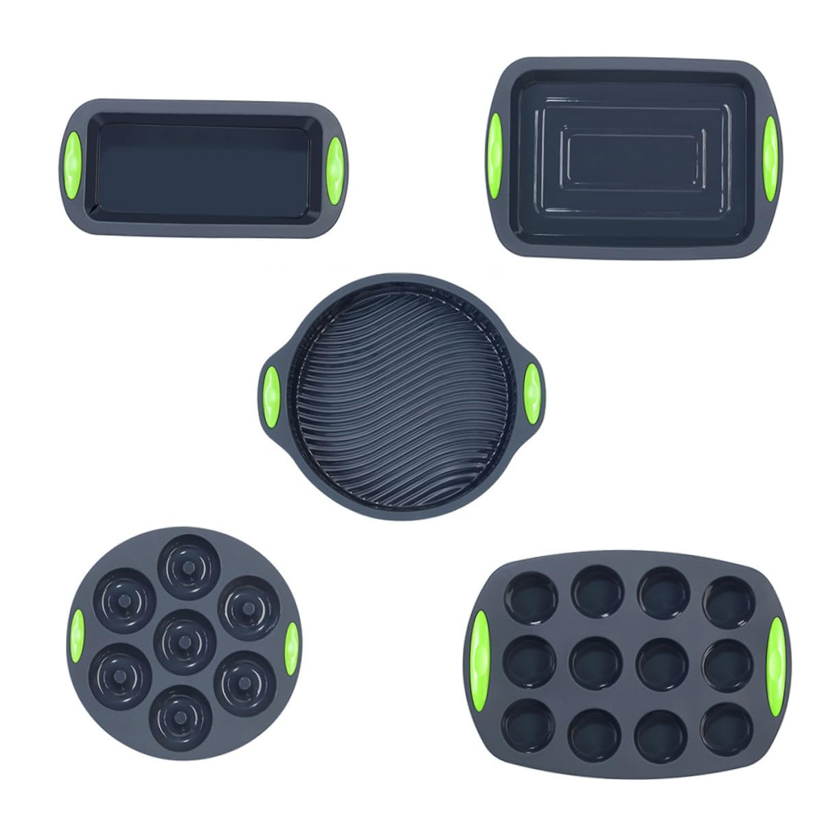 DOITOOL Juego de 5 Moldes de Silicona para Hornear Pasteles Flexibles y Reutilizables Color Gris Herramienta Práctica para Repostería Casera y Utensilios de Cocina
