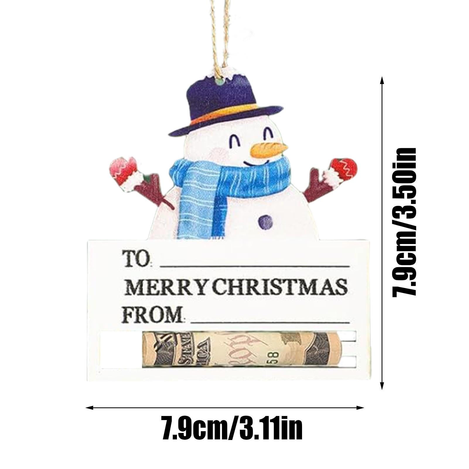 Porta dinero de Navidad para dinero en efectivo, 8 tarjetas de Navidad de madera, adornos de dinero para árbol de Navidad, tarjeta de dinero para dinero en efectivo