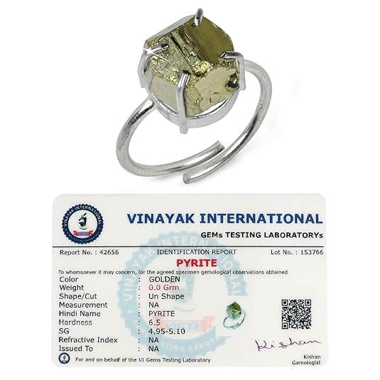 Reiki Crystal Products Natural Certified Pyrite Rough Ring, Pyrite Gemstone Ring, Pyrite Adjustable Ring, Pyrite Stone Ring, Pyrite Crystal Ring,(Golden)