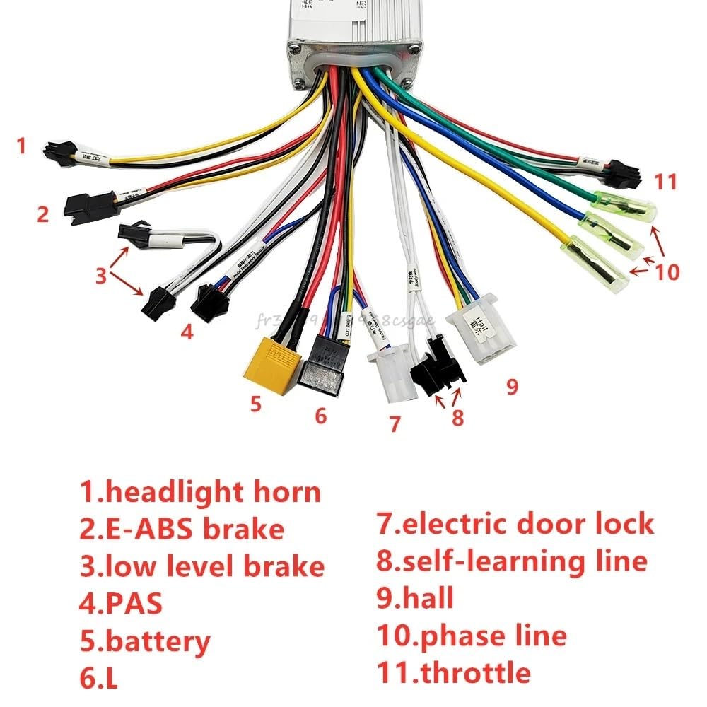 Regulador Patinete Electrico Controlador de Pantalla sin escobillas for Bicicleta eléctrica/Scooter eléctrico de 24 V, 36 V, 48 V, 350 W, 250 W, 20 A Controlador del Motor(6-20A Controller)