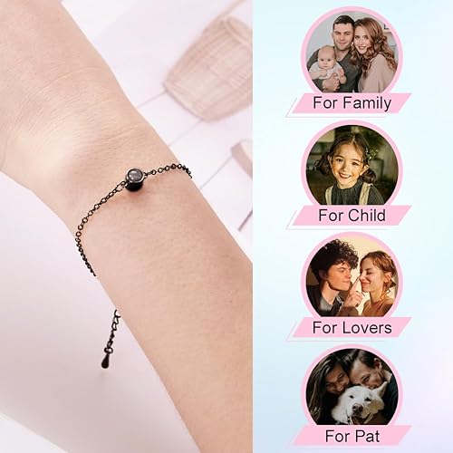 Miniatura 5 de Ultragifta Pulsera personalizada con imagen en el interior, pulseras de proyección con fotos, aniversario, parejas, regalos para mujeres, pareja,