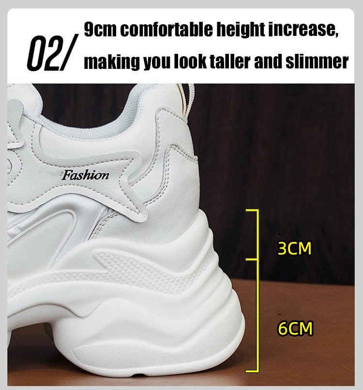 Women's Orthopedic Sneakers Stylish Walking Shoe,Fashion Lace Up Height Increasing Chunky Shoes Non Slip Platform Dad Shoe4