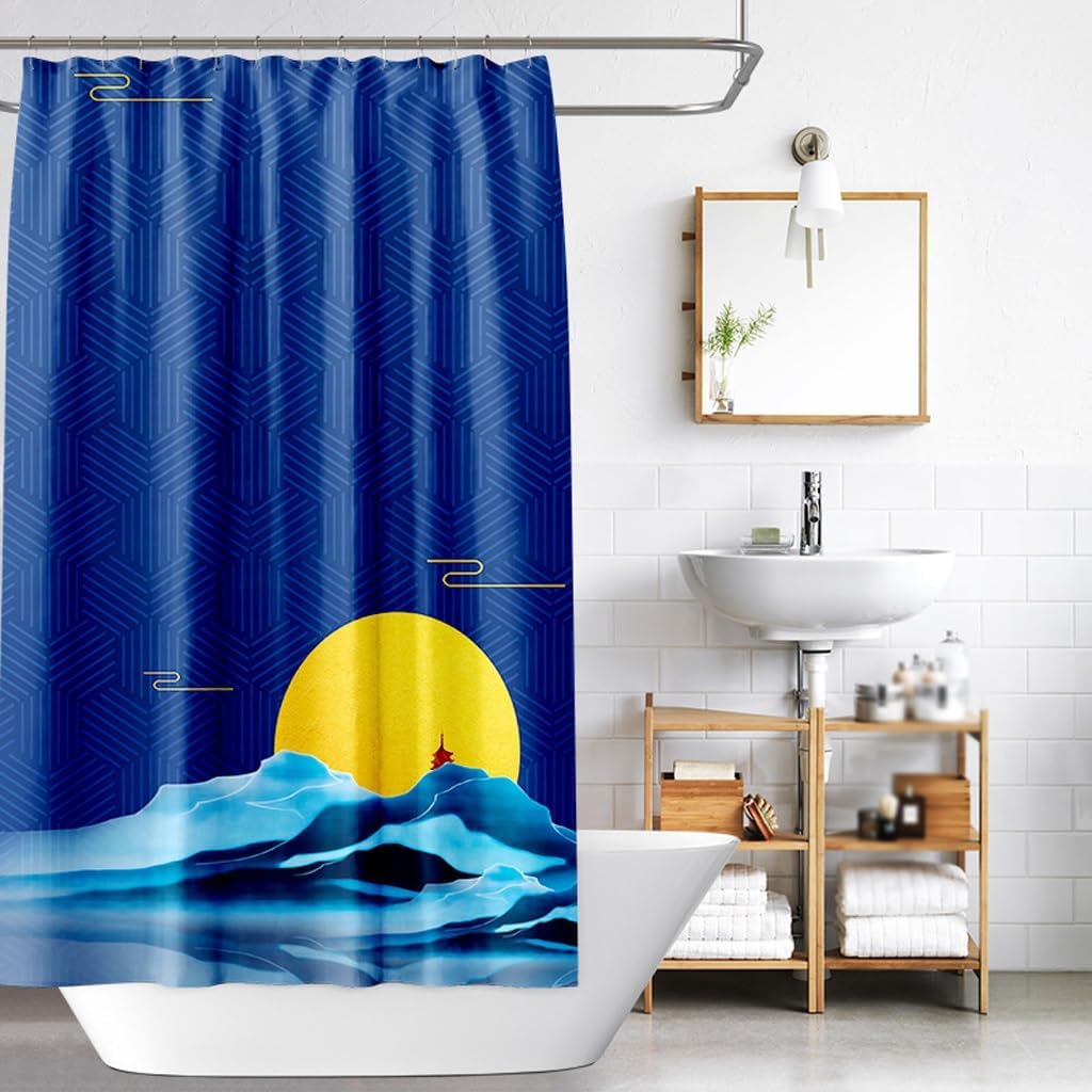Shower Liner Shower Curtain Curtain Shower Liner Creative Scenery Digital Printing Shower Curtain Polyester Waterproof Shower Curtain Suitable for Bathroom (Color : W150xH180cm) (W120xh180cm )