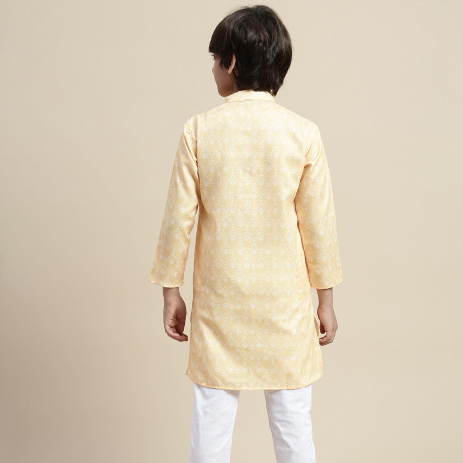 Sanwara Boy Printed Yellow Floral Pattern Kurta (28) 2