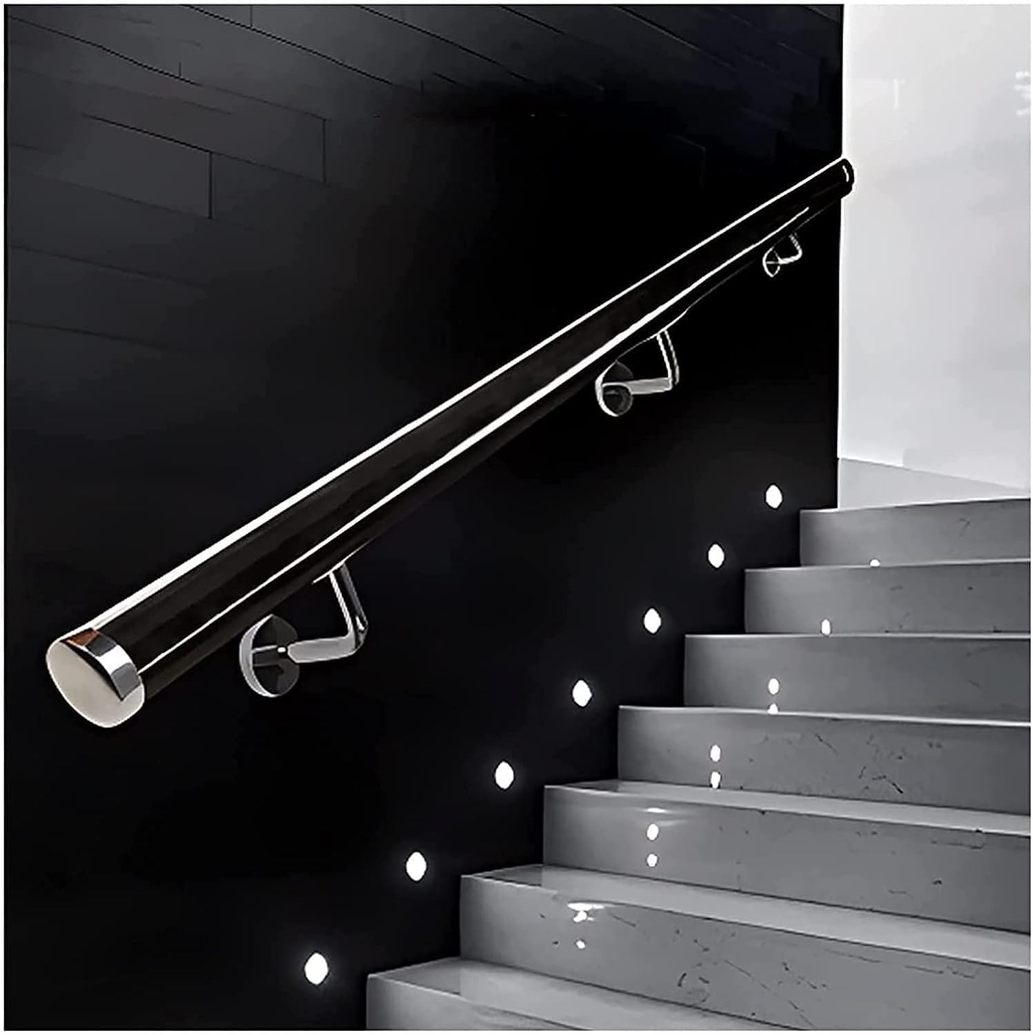 Main courante d'escalier en acrylique transparent de 290 cm avec kit de fixation mural complet