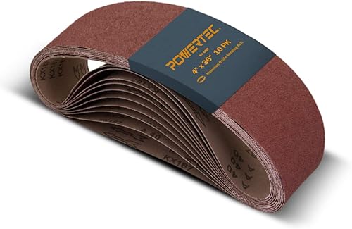 Miniatura 12 de POWERTEC 15 cintas de lijado de 4 x 36 pulgadas, 3 de cada una de granos de óxido de aluminio de 40/80/120/150/240, bandas de lijado de 4 x 36