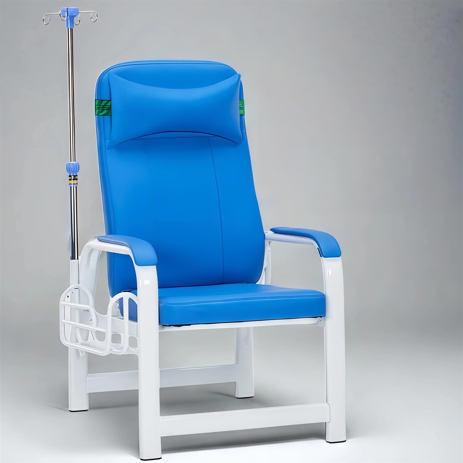 Fauteuil inclinable avec perche IV pour les procédures de prélèvement sanguin en milieu médical et domestique