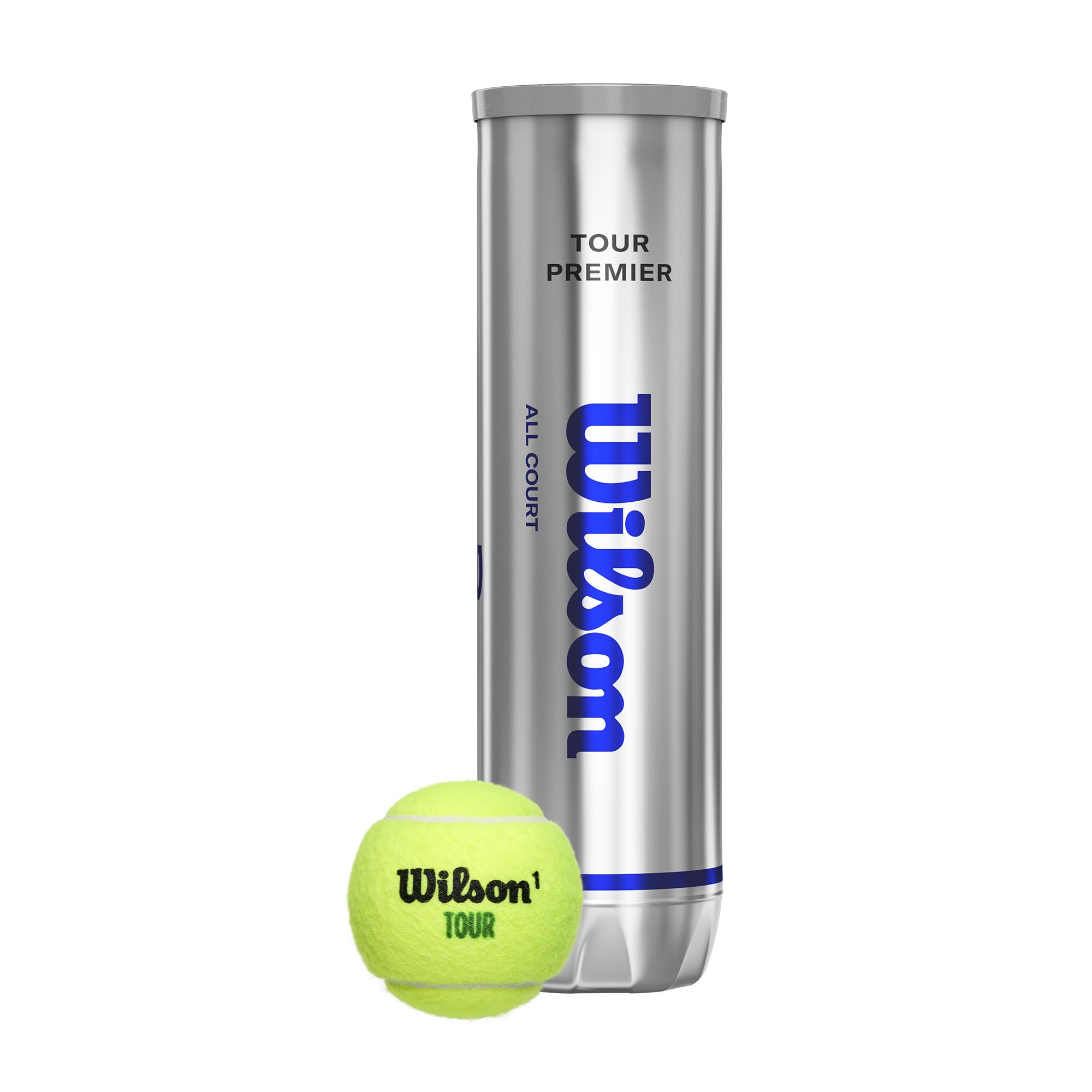 Wilson Balles de Tennis Tour Premier, Boîte de 4, pour Tous Les Revêtements, Jaune, WRT119400