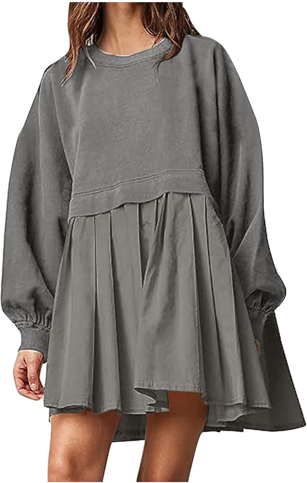 Womens Oversized Sweatshirt Dress 2023 Fall Fashion Long Sleeve Pullover Tops Relaxed Fit Sweatshirts Mini Dress