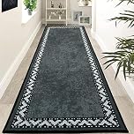 Rururug Non-Slip Hallway Runner Rug 80x300cm - Grey Heavy Duty Rubber Backed | Machine Washable Runner for Hallways, Kitchen & Doors | Long Non-Slip Carpet Runner Rug