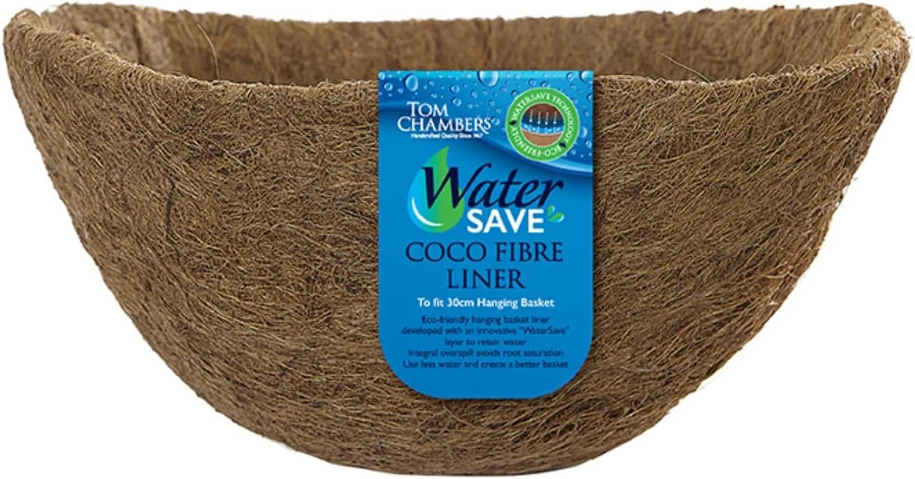 Tom Chambers Coco Fibre WaterSave Basket Liner Plant Pot Base - 30cm, Brown