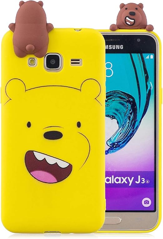 Amazon Com Leton Cute Samsung J3 16 Case Soft Silicone For Girls Kids Women Slim Thin 3d Cartoon Animals Shockproof Rubber Phone Case Cover For Samsung Galaxy J3 16 Yellow Bear Cell