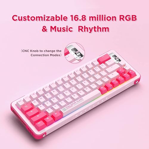 Miniatura 6 de YUNZII Royalaxe Y68 - Teclado mecánico inalámbrico intercambiable en caliente con retroiluminación RGB, teclas PBT de doble disparo para
