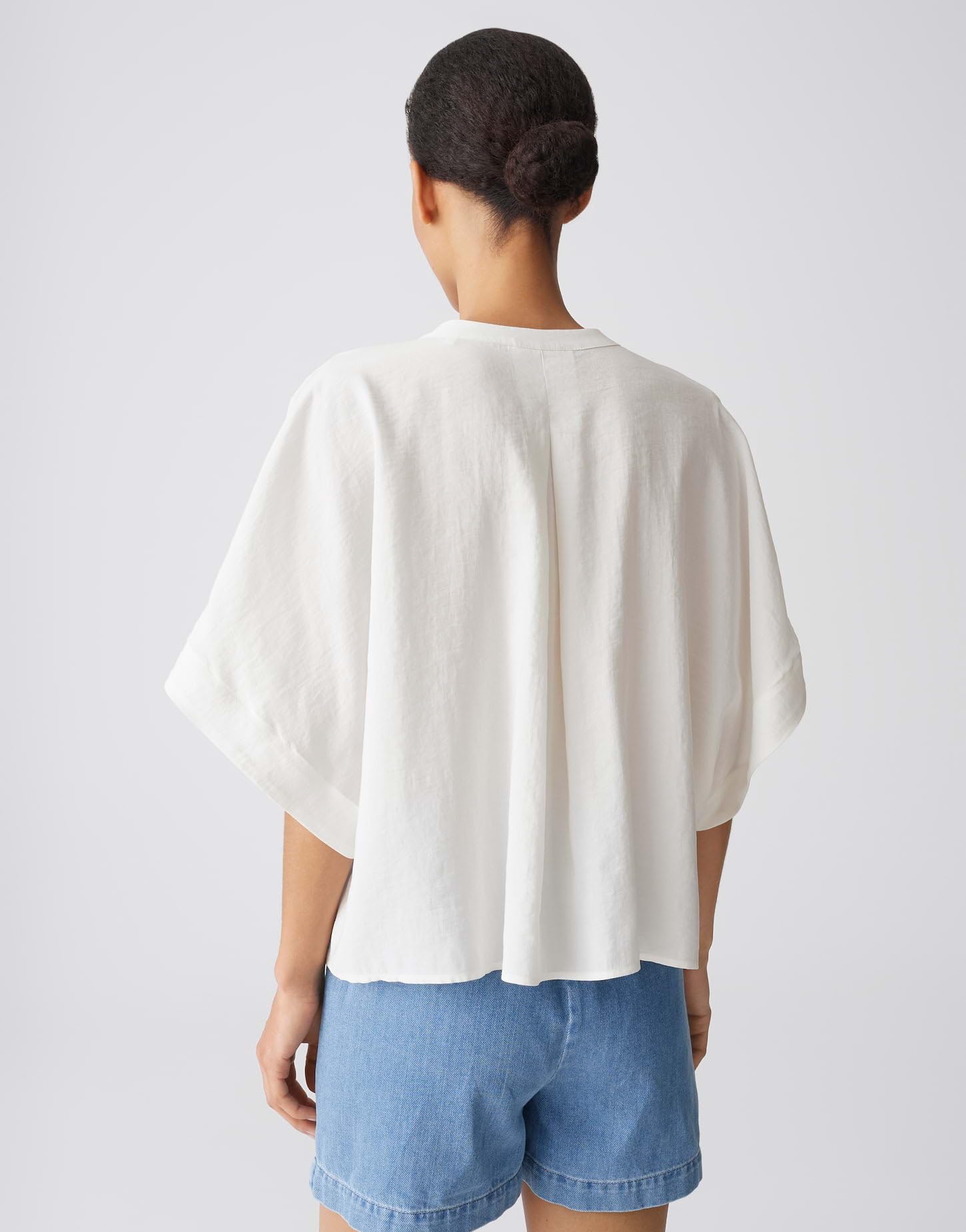 OPUS Damen Kurzarmbluse | Oversized geschnittene Cape Bluse im Cottonmodal Mix