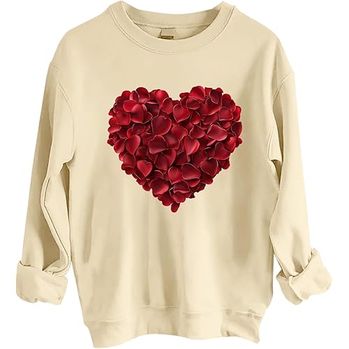 2025 Valentines Day Shirts Women Love Heart Graphic Pullover Long Sleeve Tops Casual Valentine's Day Sweatshirt