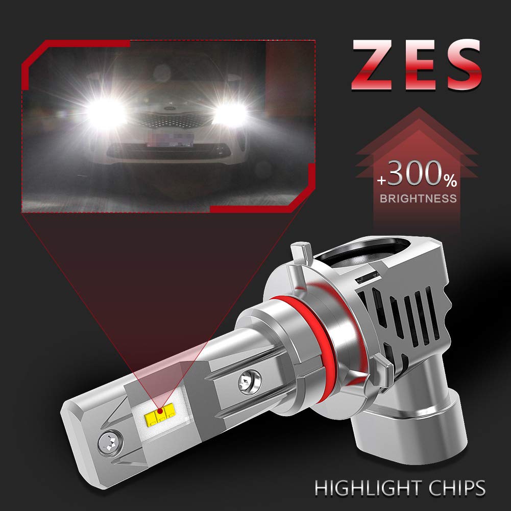 9005 HB3 zestaw do konwersji żarówek LED do reflektorów, halogenowe reflektory, zamiennik wysokiej mocy 55 W, dwustronne chipy ZES 10000 lm i 6500 K ksenonowe, białe DC 9 V - 32 V (2 sztuki)