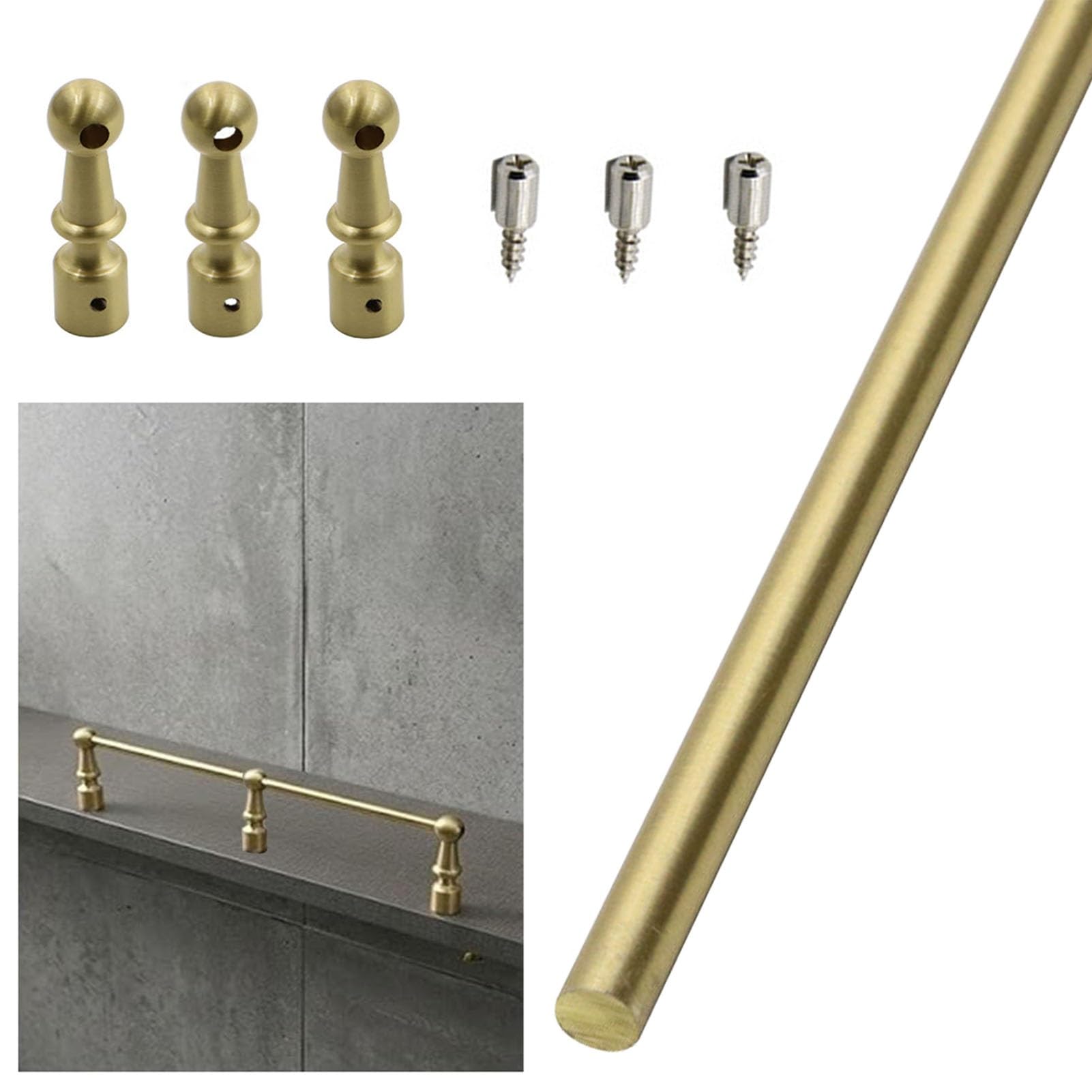 Decorative Brass Guard Railing for Shelves, Solid Brass Gold Gallery Rail Bar, Shelf Tipping Rails for Kitchen Closet Bookshelf Wine Cabinets(46" (117cm))