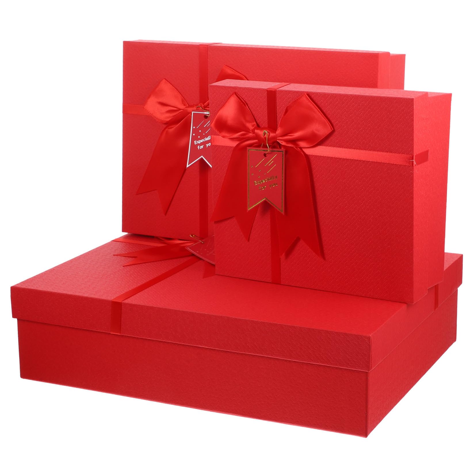 KOMBIUDA Scatole Regalo in Carta Coperchio 3 Pezzi Rosso Decorative