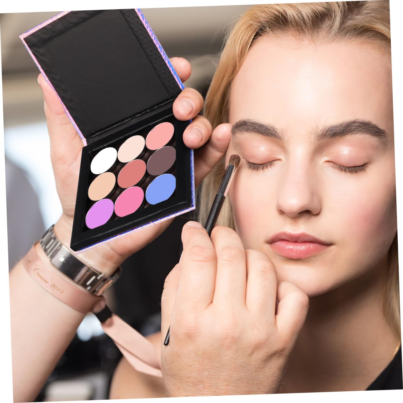 MAGICLULU 3juegos Paleta De Maquillaje Magnética De Metal Con Espátula Para Sombras Labios Portátil Para y