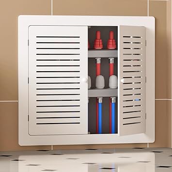 Radiator Cover with 2 Doors, PVC Plumbing Access Panels, Easy Installation, for Electrical Cabinets & Pipe Openings50x70cm/20x28in