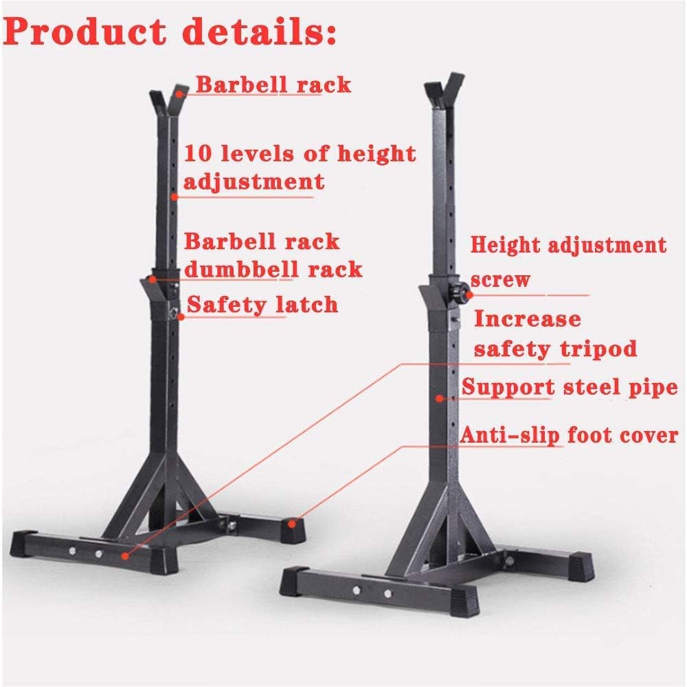 Adjustable Squat Rack Barbell Free Bench Press Adjustable Squat Rack Barbell Rack Holder Home Fitness Weight Bench Support Multi-Function Olympic Barbell Free-P