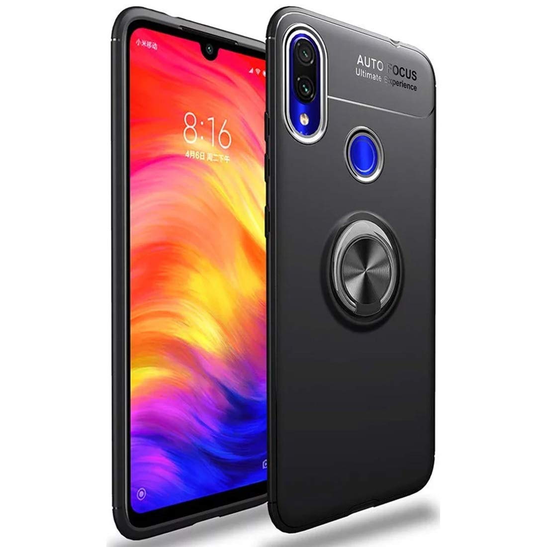 Casotec 360 Degree Protection Sleek  AutoFocus  Ring Back Case Cover for Xiaomi Redmi Note 7 Pro - Black