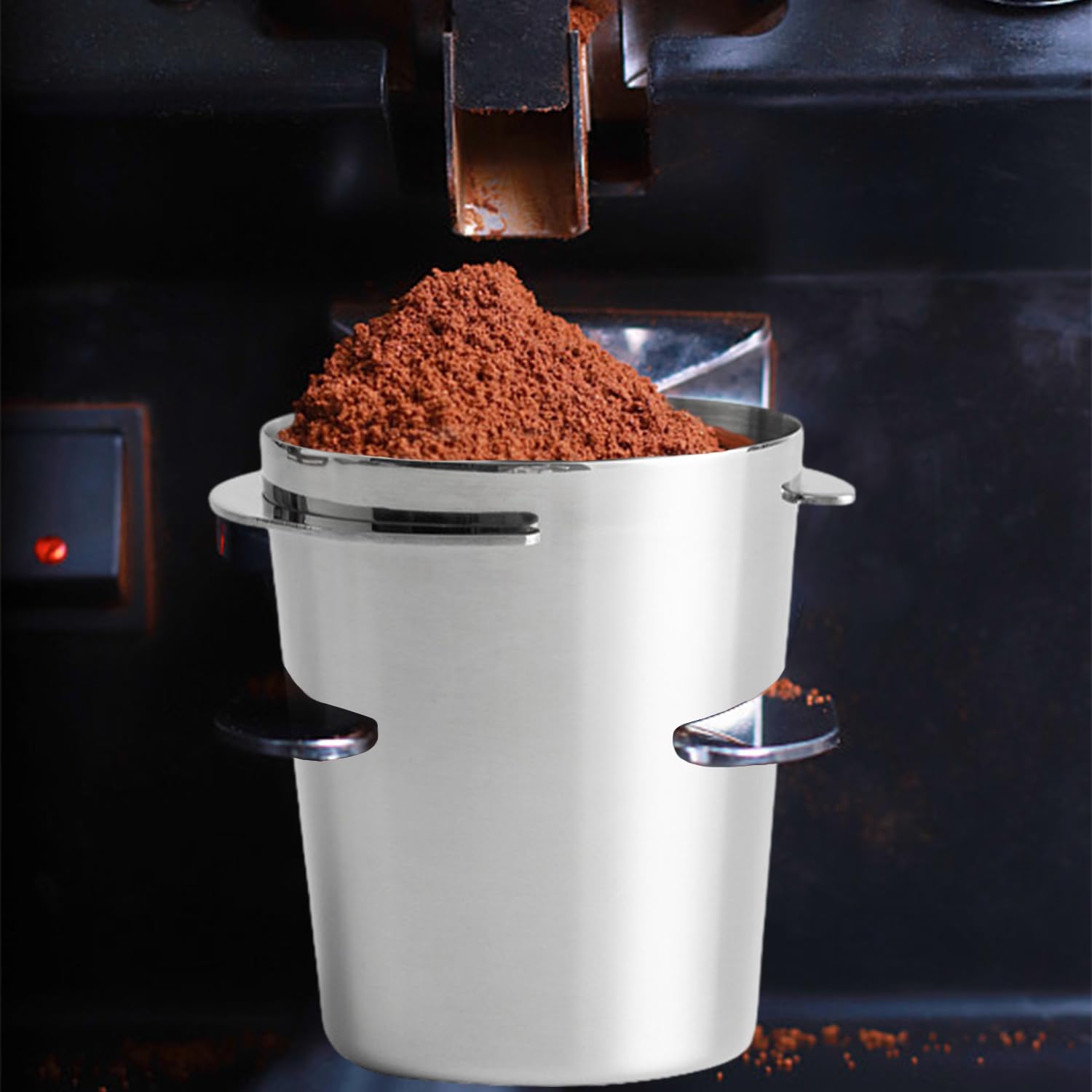 YUESIKJ Dosatore Per Caffè 58 Mm In Acciaio Inox - Manico Con Doppio Gancio Per Macinino E Portafiltro - 2