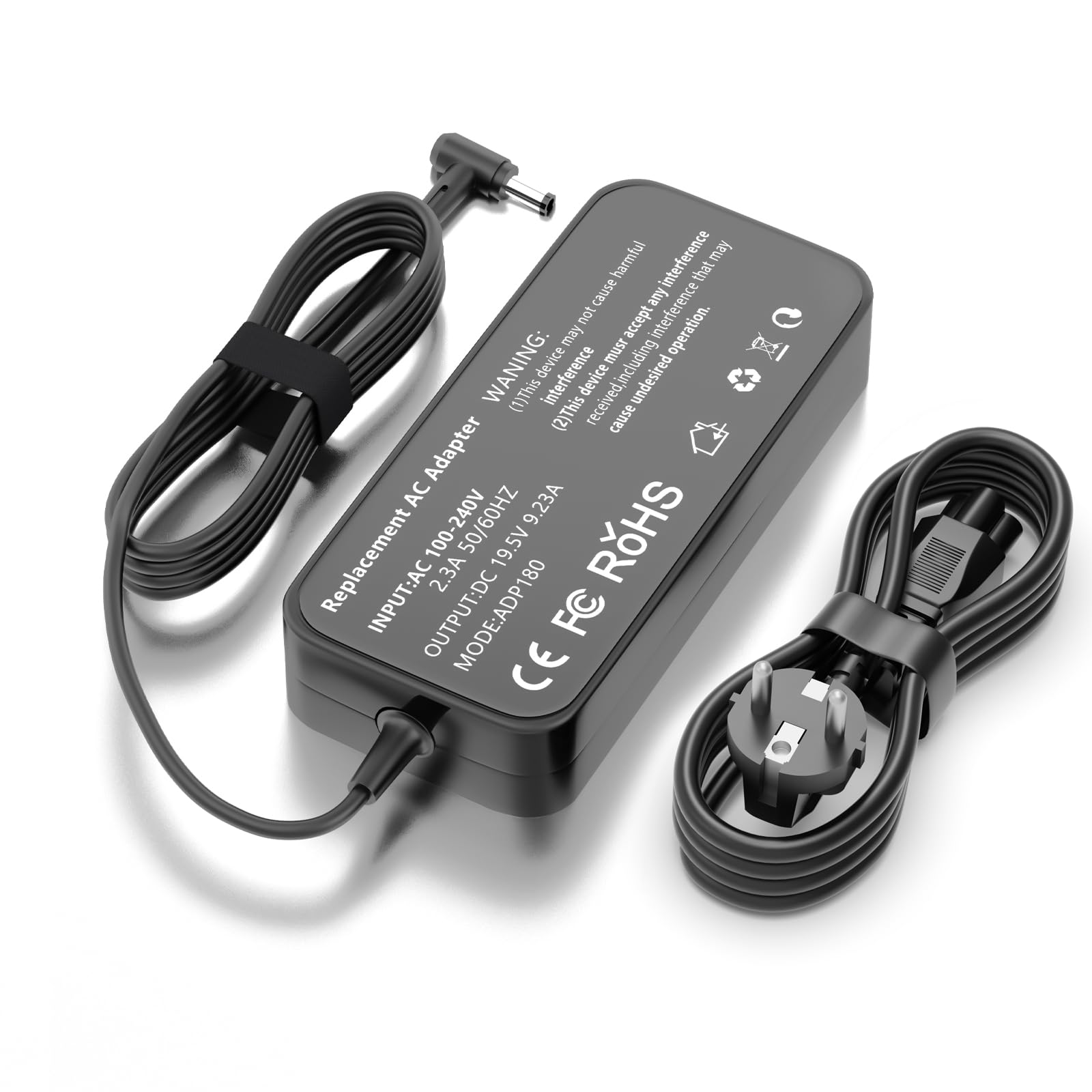DECSZDY Chargeur pour ordinateur portable 180 W 19,5 V 9,23 A 5,5 x 2,5 mm compatible avec ASUS Rog G750JM G750JX G750JS G750JW G751JM G752VT GL502VT GL502VS GL502VM GL702VM GL702VT G55 G55VW G70 G75