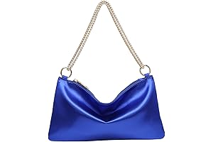 Exquisite Women's Satin Evening Handbag With Intricate Blue Floral Embroidery