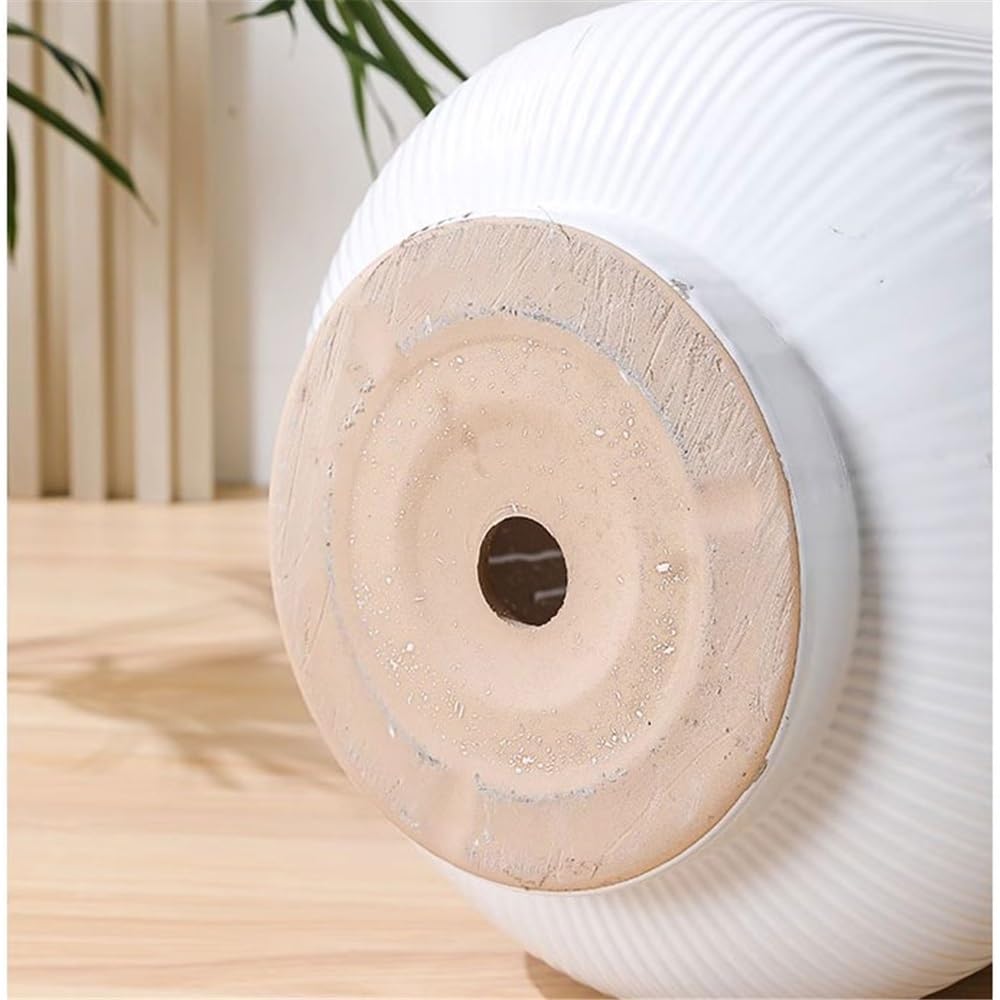 Doniczka na kwiaty biała ceramiczna doniczka w paski, dno z otworami drenażowymi, duża doniczka na kwiaty kalibru do przedpokoju, sypialni i ogrodu, doniczki