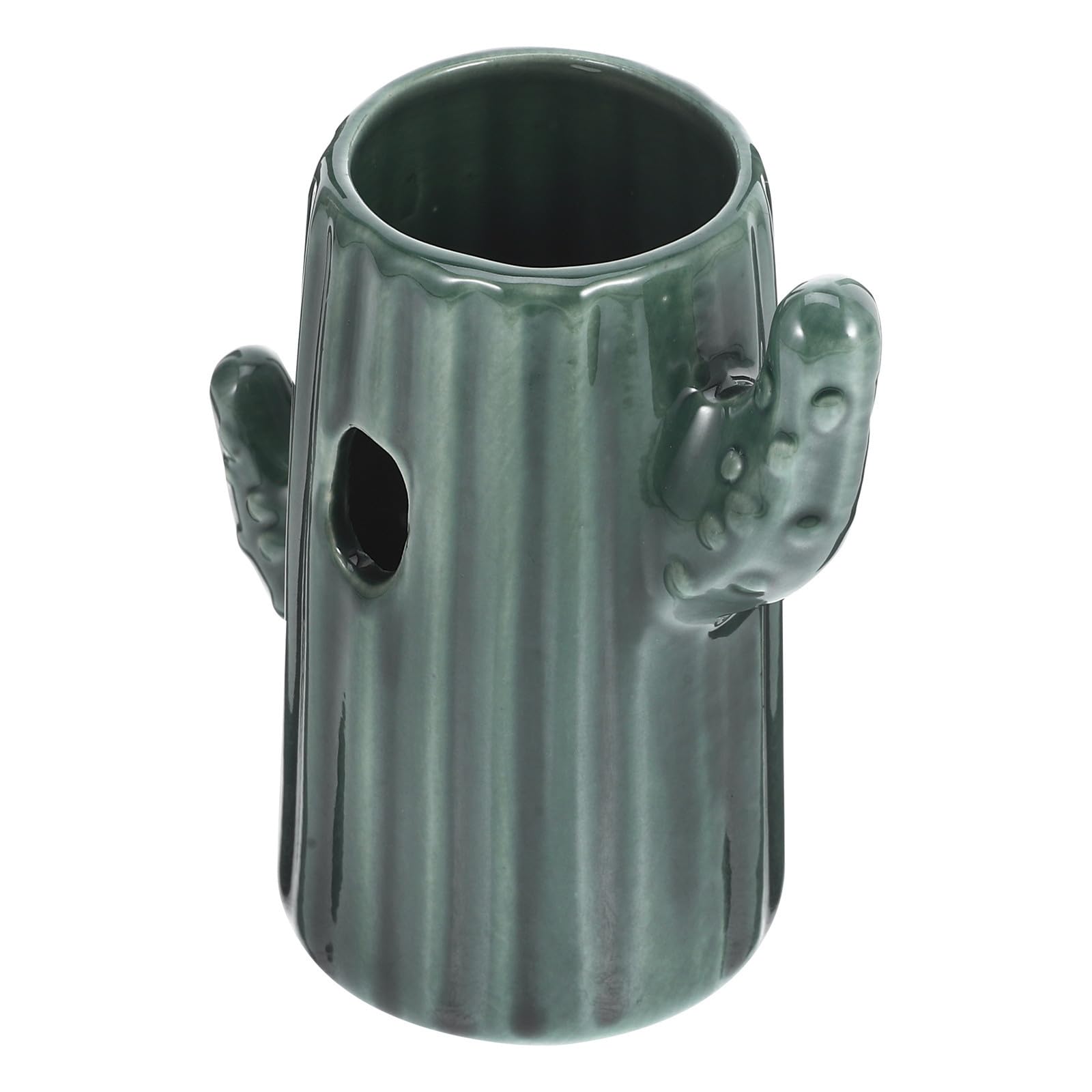 Soporte para jaulas de forma de cactus de cerámica verde para botella de agua