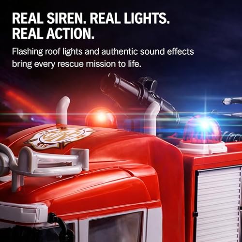 Miniatura 5 de Liberty Imports Camión de bomberos de rescate a control de radio RC Camión de bomberos eléctrico R/C con luces, sonido, bomba de cañón de agua de