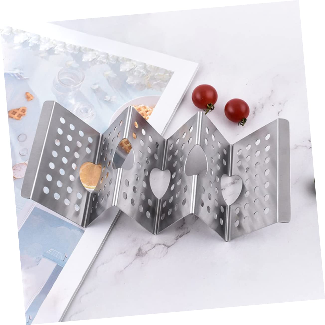 Garneck Wave Shaped Taco Holder Stand Restaurant Pancake Stand Stainless Steel for High-end Dinners Outdoor Gatherings