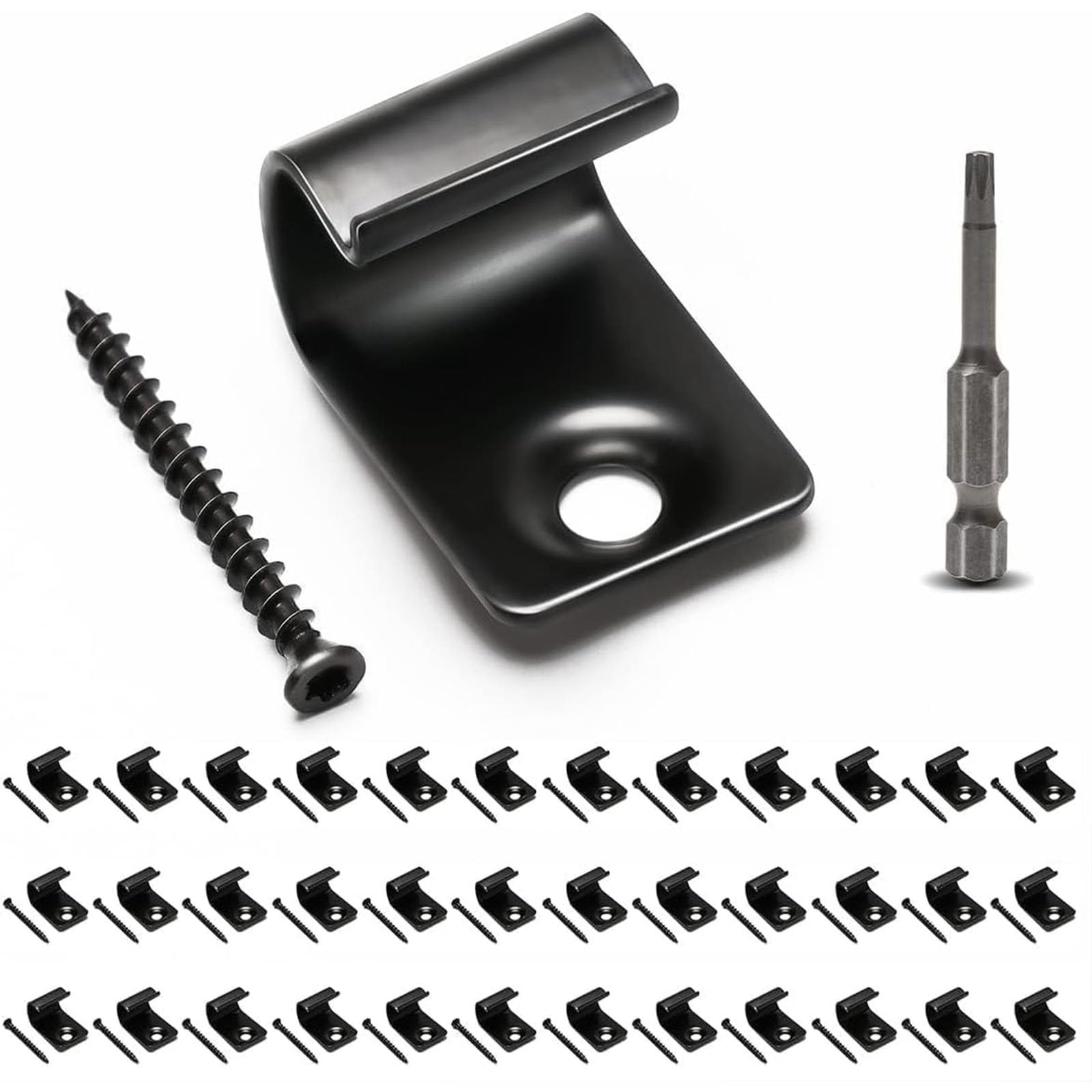THE WHITE SHOP 36PCS Start Clips - Universal Starter Deck Clips, Start Clips for Decking, Hidden Fasteners & Deck Starter Clips with Decking Screws(BLACK)
