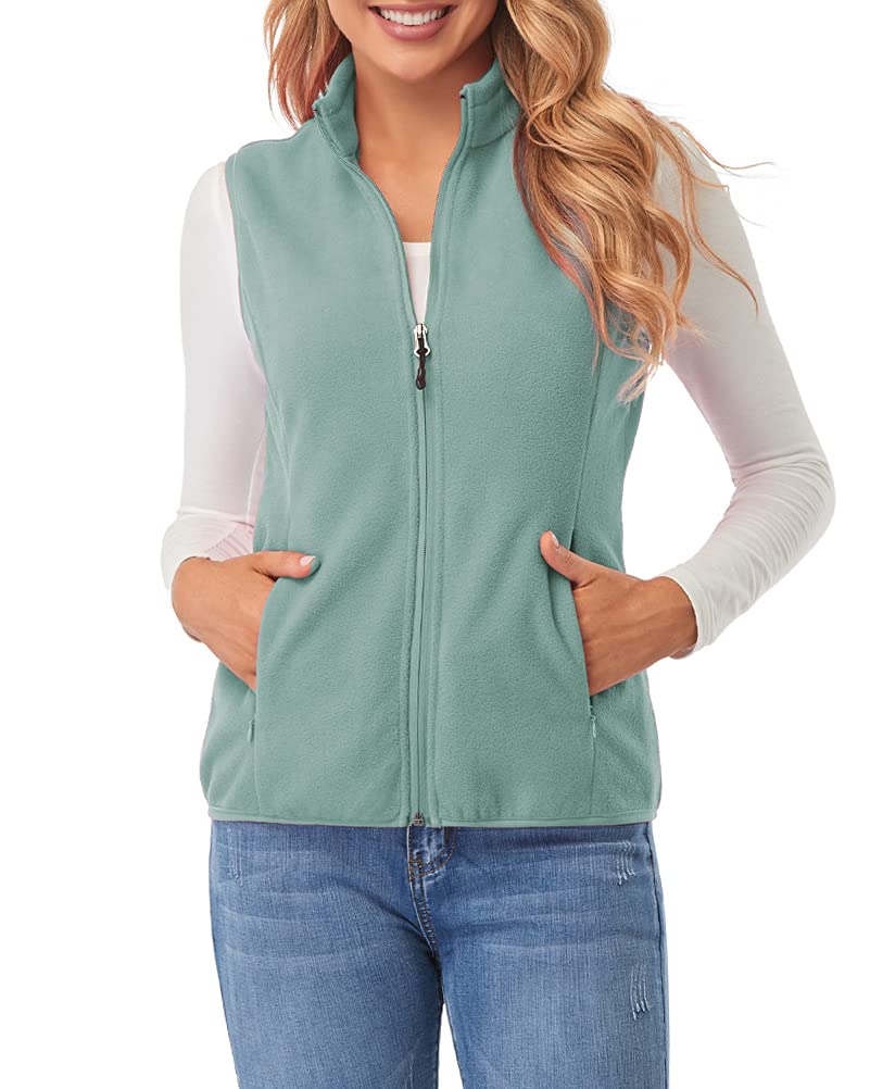 fuinloth Gilet in pile da donna,Termico Senza Maniche Elegante Collare Eretto con Zip e Tasca