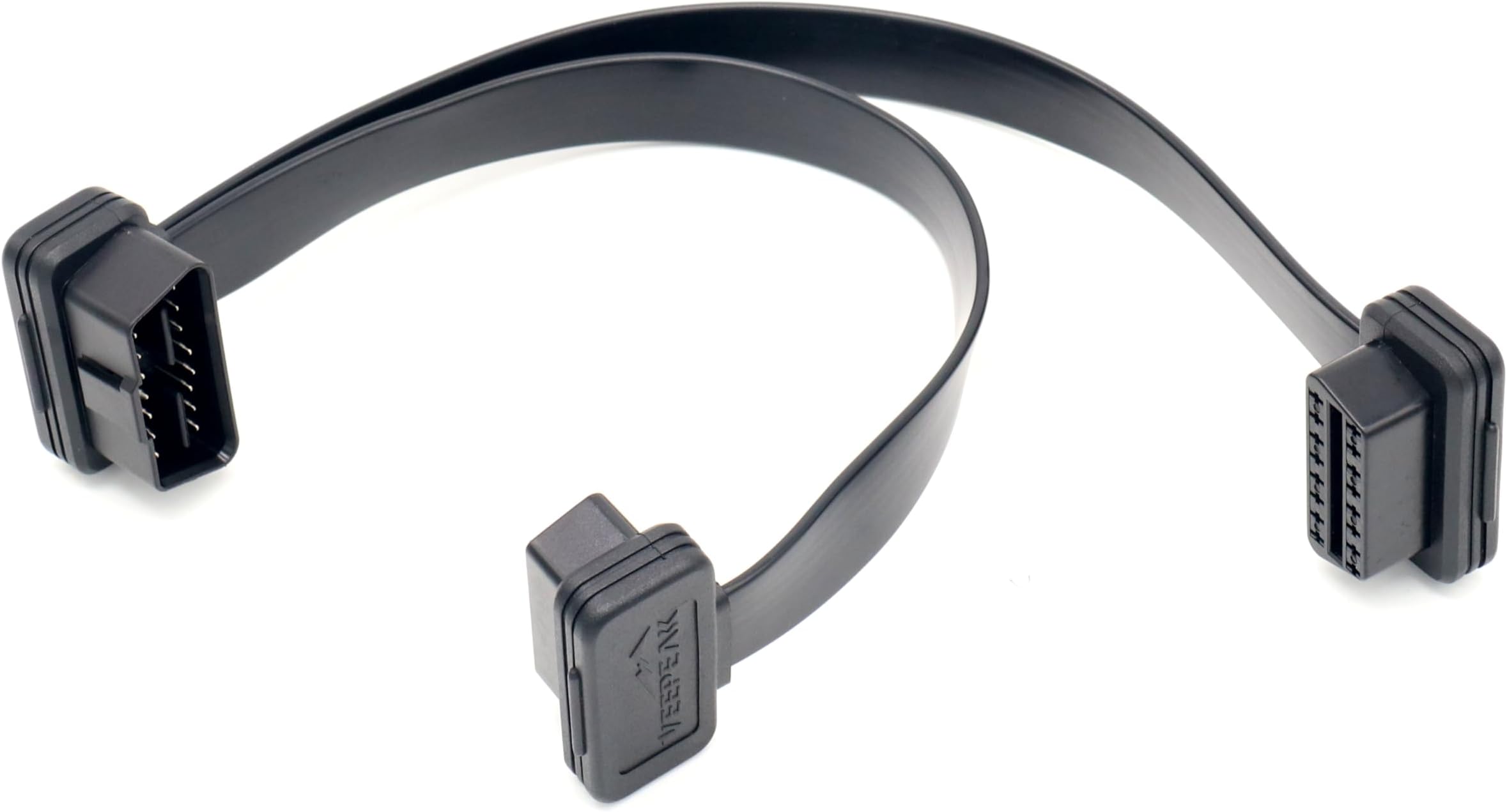 Veepeak OBD2 Splitter Y Adapter 2-Way OBD Extension Cable 1FT/30CM 1x Male Plug to 2X Female Connectors 16 Pin Pass Through Ultra Low Profile