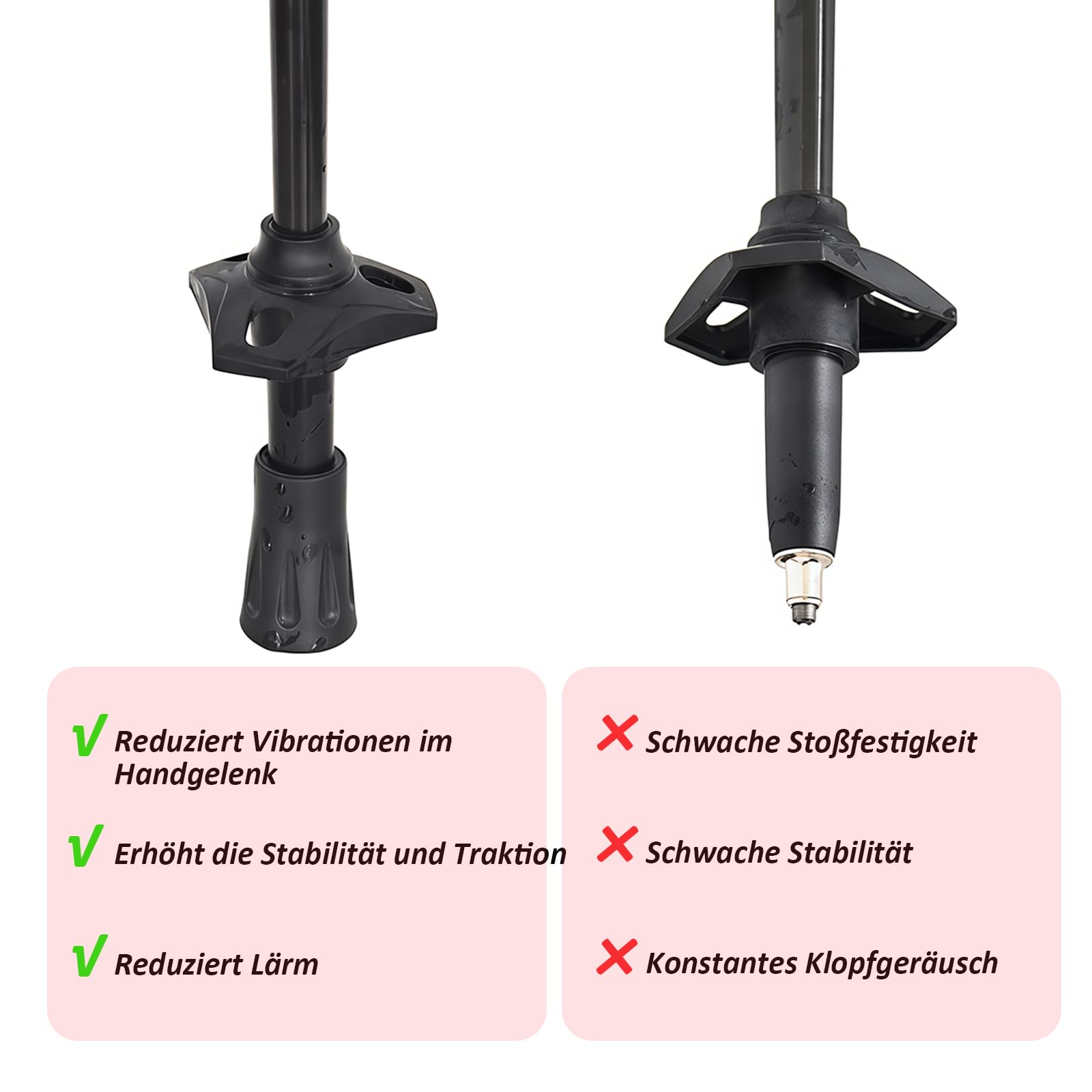 18 stuks Nordic Walking-stokken, rubberen buffers, antislip, voor alle gangbare wandelstokken, rubberen buffer voor asfalt en grind bergen, wandelen