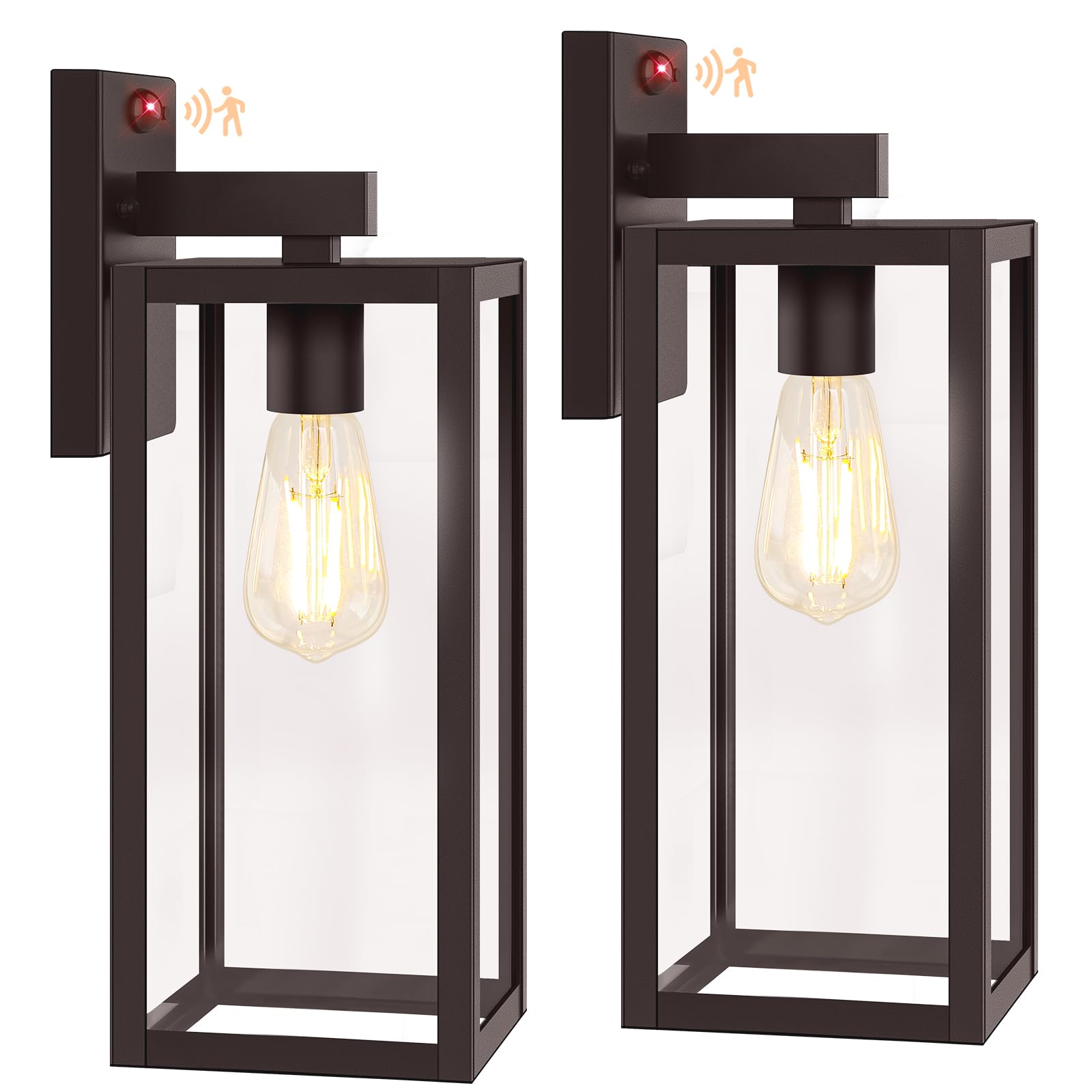 Photo 1 of BesLowe 2-Pack 15” Upgraded Motion Sensor Outdoor Wall Lights, Brown