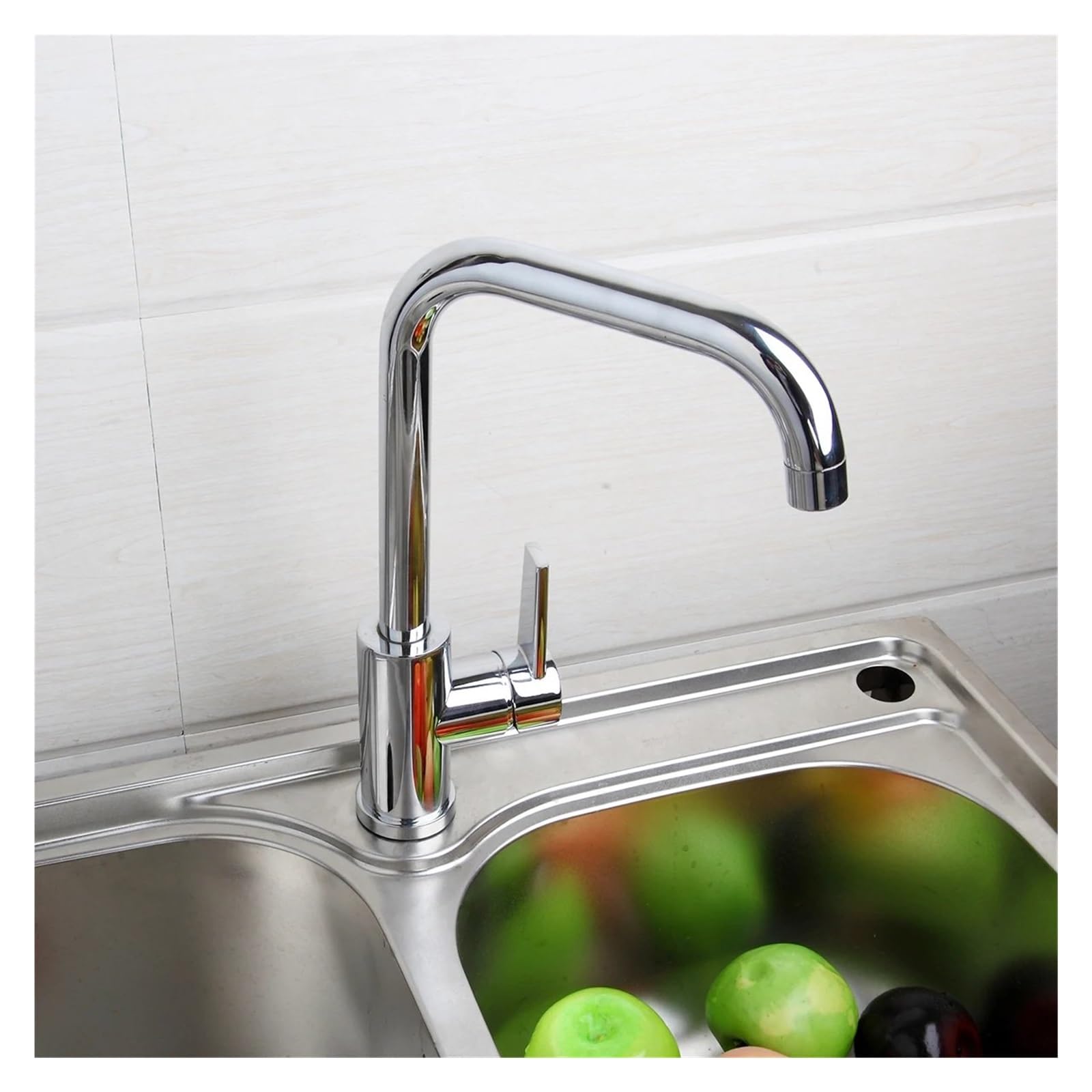 MXXQRHF Polished Chrome Stainless Steel Swivel Basin Mixer Tap - Kitchen Sink Faucet with Rotated Spout, Modern Design for Bathroom and Kitchen Use