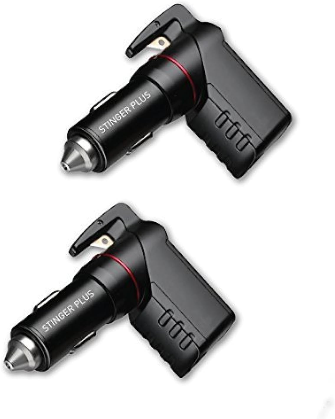 Ztylus Stinger Plus USB Emergency Escape EDC Tool: Life-Saving Rescue Car Charger, Spring Loaded Window Breaker Punch, Seat Belt Cutter, Dual USB Ports 3.1A Max Output (2pcs)