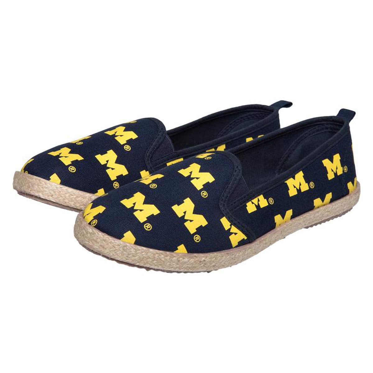 FOCO Forever Collectibles Michigan Wolverines NCAA Womens Canvas Espadrille Shoes - Small