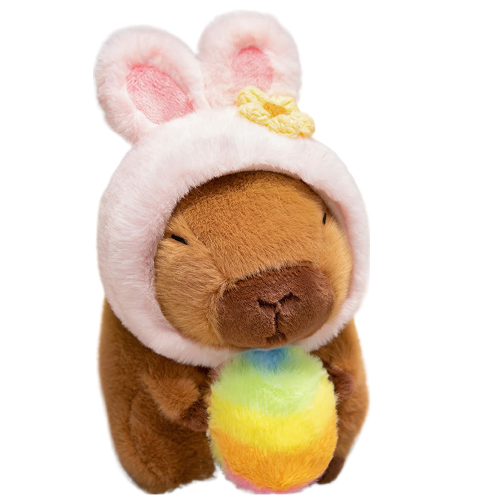 Capybara Plush Toy Easter Bunny Hat 8in Stuffed Animal Pink Velvet