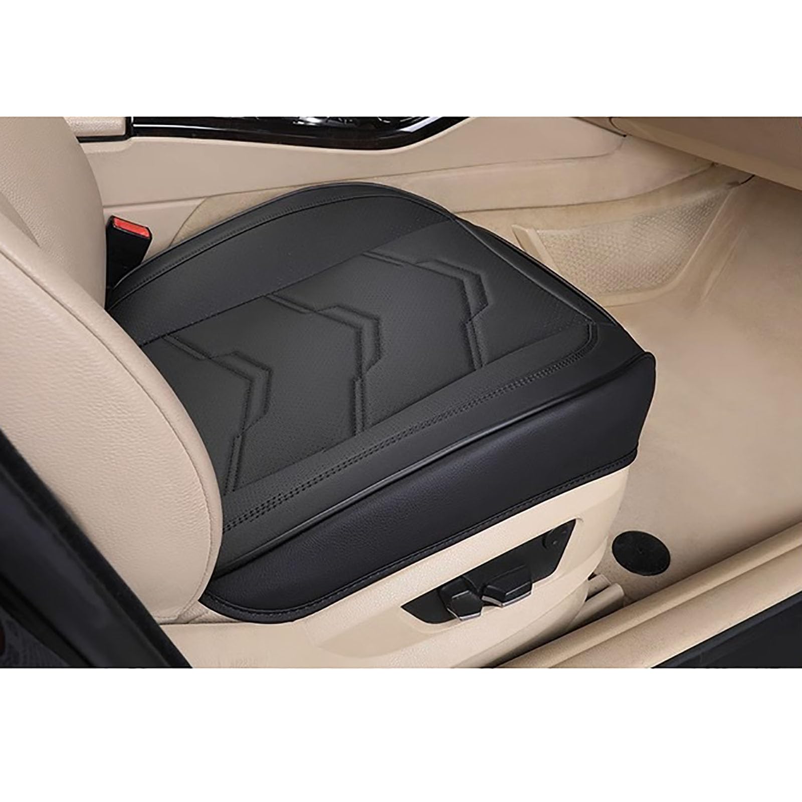Coverado Voorstoelhoezen 2 stuks, waterdichte nappa lederen autostoelbeschermers, universele pasvorm voor de meeste sedans SUV-pick-up truck, zwart