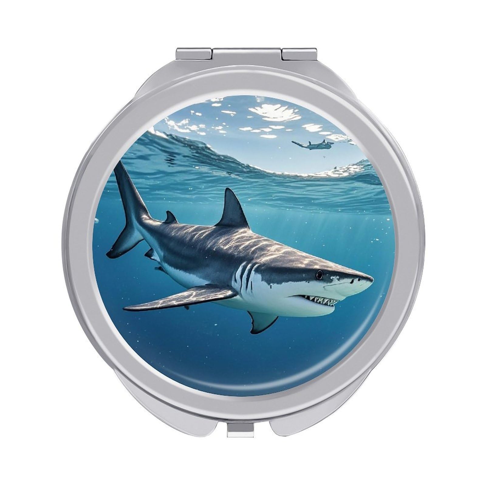FekiLoot Ocean Sea Animal Shark Compact Mirror for Purse Portable Travel Makeup Mirrors Metal Magnifying Pocket Mirror Double Sided Small Handheld Mirrors for Women Travel Essentials