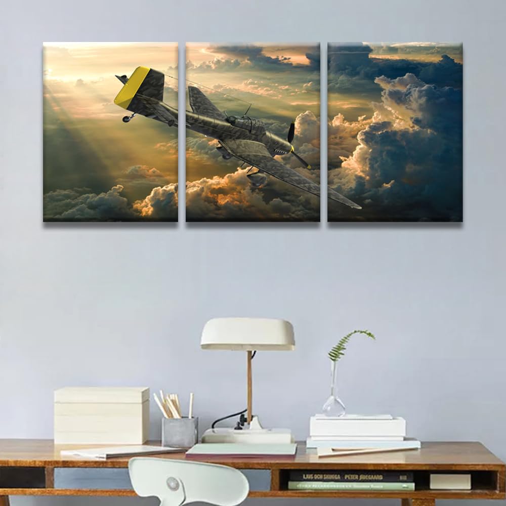 Amazon.com: 3 Panels Wall Art for Living Room Air Combat Posters
