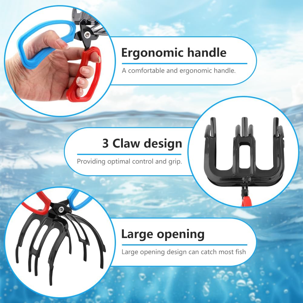 FXOICMI 3 Krallen Fisch Greifer, Metall Angelzange Greifer, Rutschfestes Fischgreifer Werkzeug, Multifunktionale Fischgriffe Klemme zum Fangen und Lösen, leichtes Angelzubehör
