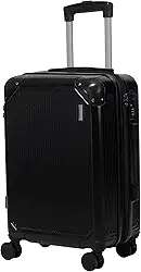 Mala de Viagem de BORDO com Zíper EXPANSÍVEL 10Kg Rígida Padrão ANAC com 4 Rodas duplas 360° Porta Copo Cadeado AntiFurto Leve Resistente Espaçosa (Preta)