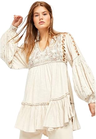 Womens Much Love Cotton Boho Tunic Top 